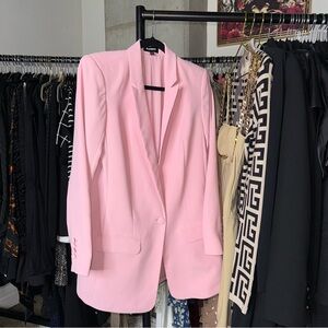 Express Pink Structured One Button Shoulder Pad Blazer Womens Medium EUC Preppy